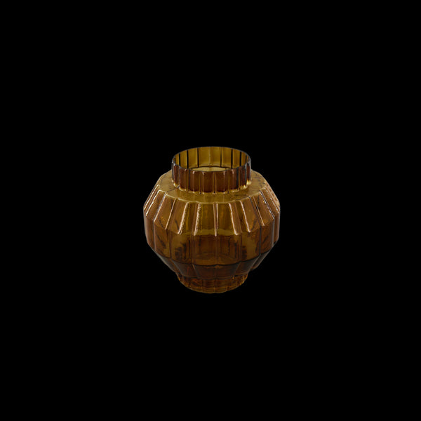 Amelia, Vase, dia15.5xH15.5cm, Amber (bärnsten)/Burnt Gold